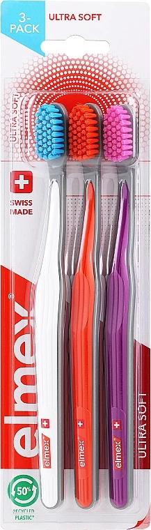 Brosses à Dents, Ultra Souple, Blanc + Orange + Violet